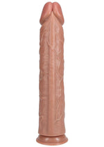 Realrock Ultra Realistic Skin Extra Large Straight Dildo with Suction Cup - Caramel - 15in