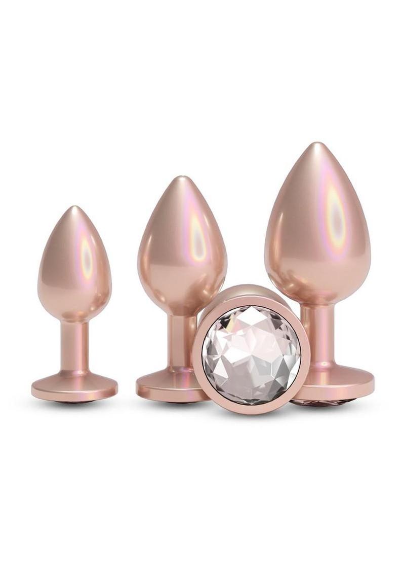 Rear Assets Tapered Trainer Chrome Plated Anal Plugs Kit - Tan - 3pc/Set