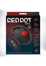 Red Dot Silicone Rechargeable Vibrating Cock Ring with Controller V3 - Black/Red