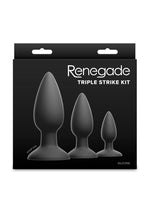 Renegade Triple Strike Silicone Anal Plug Kit - Black - 3pc/Set