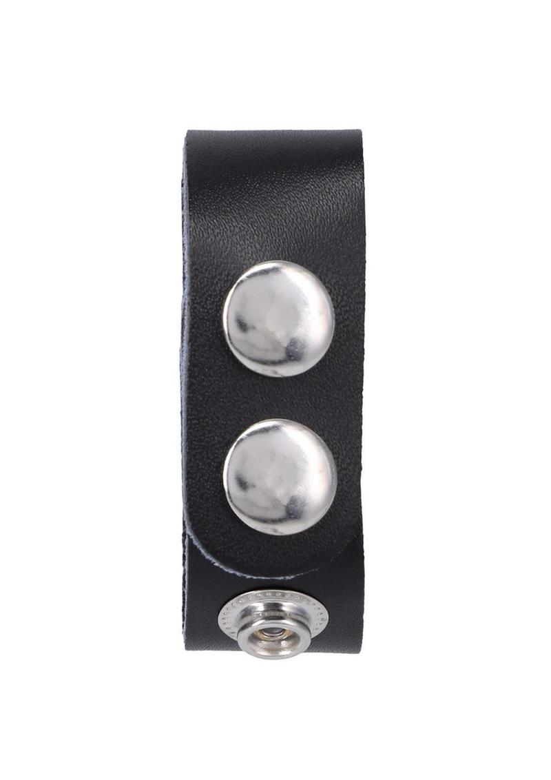 Doc Johnson Rock Solid Leather 3-Snap Adjustable Cock Ring