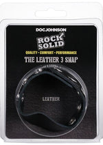 Rock Solid The Leather 5 Snap Adjustable Cock Ring - Black