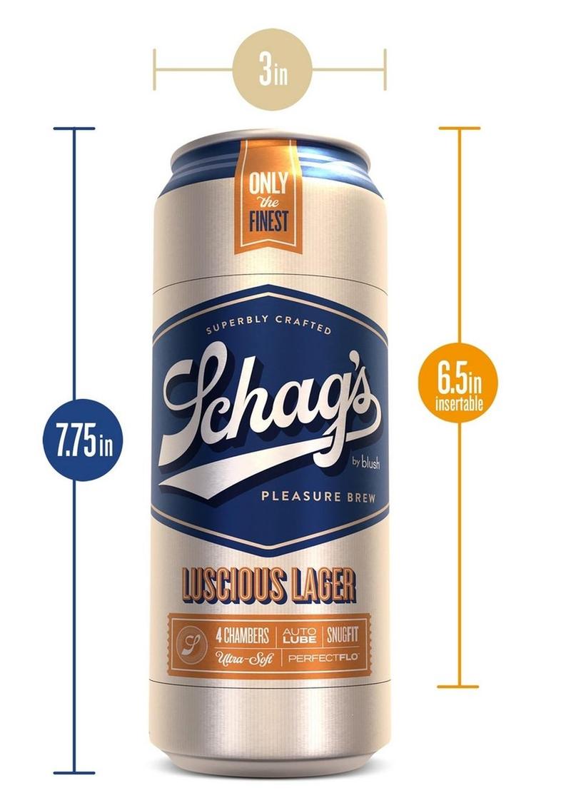 Schag's Luscious Lager Pleasure Brew Ultra-Soft Beer Can Stroker