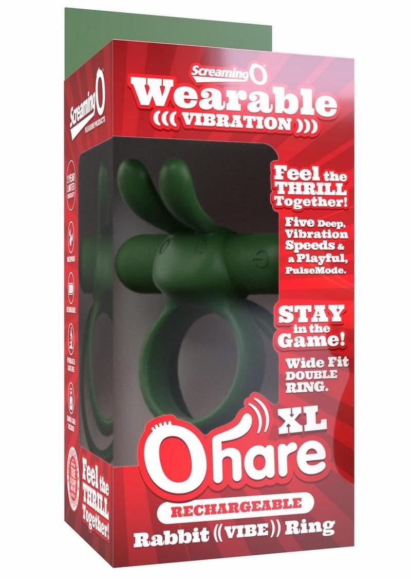 Screaming O Ohare XL Rechargeable Silicone Vibrating Cock Ring - Green - XLarge