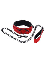 Sex And Mischief Amor Heart Collar and Leash Red And Black Restraint