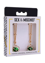 Sex and Mischief Indica Crystal Nipple Clips - Gold/Green