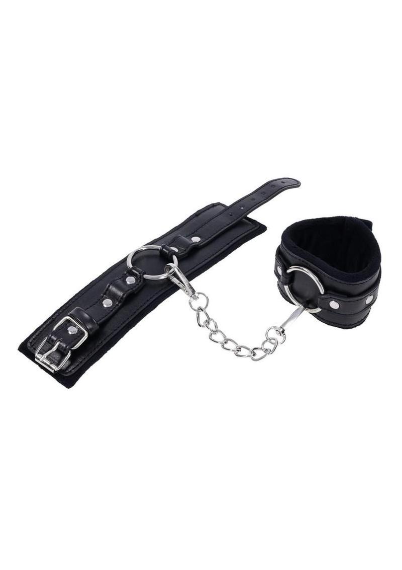 Leather Shadow Handcuffs with Chain For Sex