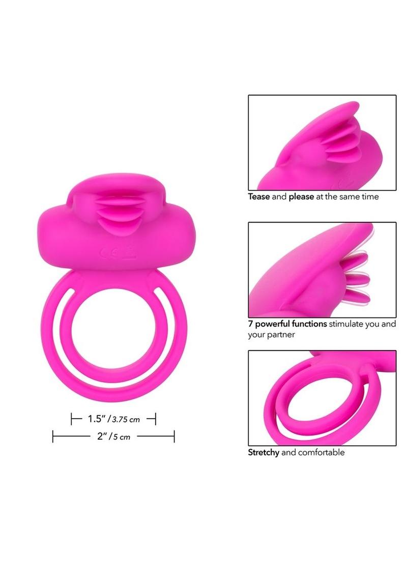 Calexotics Silicone Rechargeable Dual Clit Flicker Vibrating Cock Ring