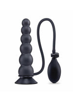Size Up Ripple Inflatable Silicone Butt Plug - Black - 7in