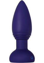 Smooshy Tooshy Rechargeable Silicone Anal Plug with Remote Control - Blue/Navy Blue