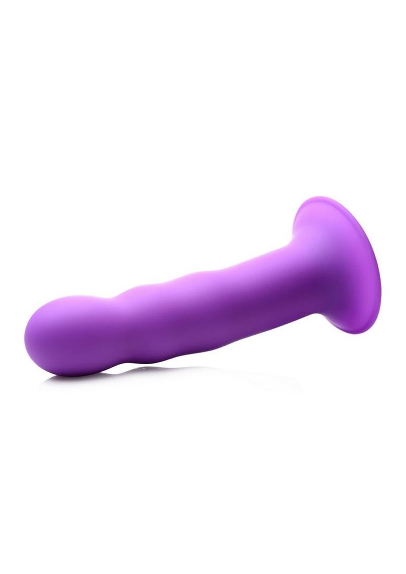 Squeeze It Squeezable Wavy And Harness Compatible Silicone Dildo