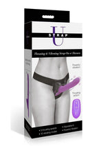 Strap U Thrusting and Vibrating Silicone Rechargeable Strap-On Harness with Remote - Black/Purple