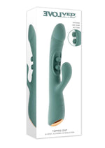 Tapped Out Rechargeable Silicone Vibrator with Stimulator - Green