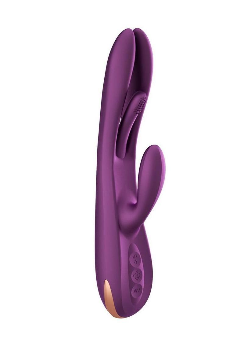 Terri App Controlled Kinky Finger Tapping Rabbit Vibrator - Gold/Purple