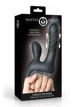 Thrust Pounder Thrusting Rechargeable Silicone Vibrator with Clitoral Stimulator - Black