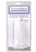 Titanmen Cock Sleeve with Ball Strap - Clear - 6in