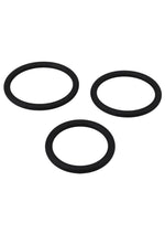 Titanmen Slim Silicone Cock Ring - Black - 3 Piece/Set