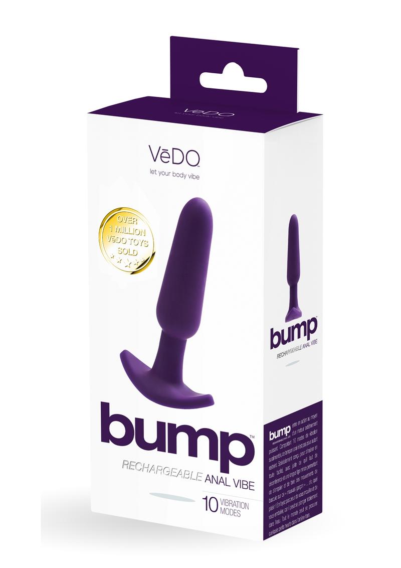 Vedo Bump Rechargeable Silicone Anal Vibrator - Deep Purple/Purple
