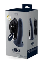 Vedo Diki Rechargeable Silicone Vibrating Dildo with Harness and Remote Control - Just - Black