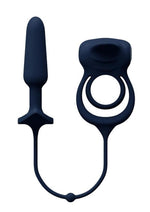 Vedo Humper Rechargeable Silicone Dual C-Ring with Anal Plug - Black - 5in