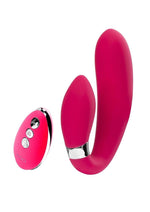 Vedo Jeni C-Shaped Rechargeable Silicone Dual Motor Vibe with Remote Control - Pink