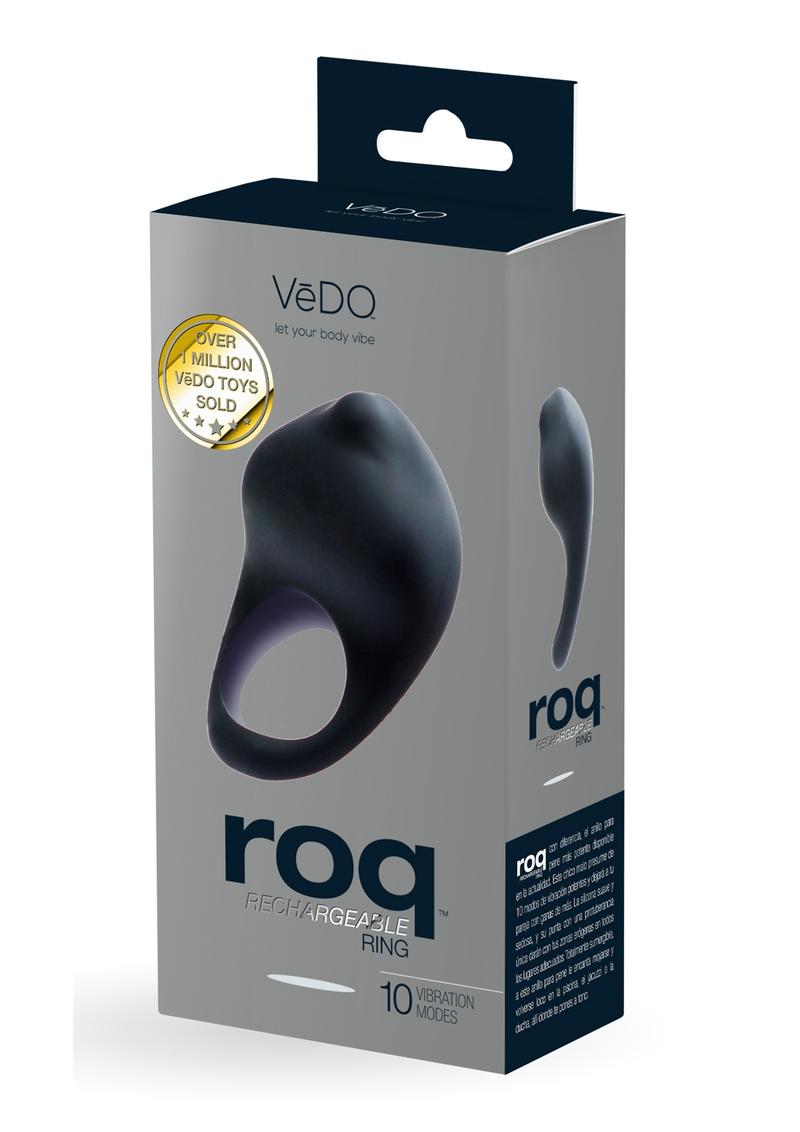 Vedo Roq Rechargeable Vibrating Silicone Cock Ring - Just - Black