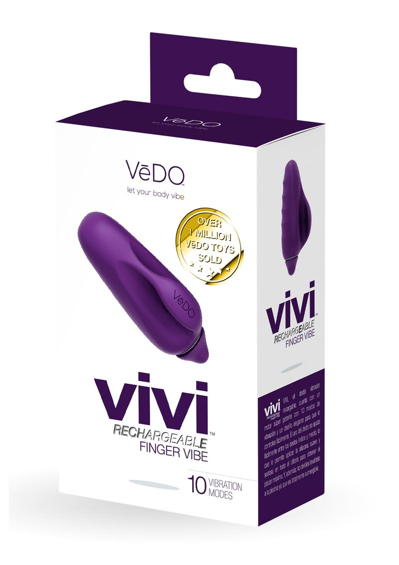 Vedo Vivi Rechargeable Silicone Finger Vibrator - Deep Purple/Purple