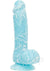 Addiction Toy Collection Luke Silicone Glow In The Dark Dildo with Balls - Blue/Glow In The Dark - 7.5in
