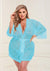 Allover Lace and Satin Robe - Blue - Queen