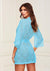 Allover Lace and Satin Robe - Blue - One Size