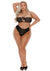 Barely Bare Lace-Up Bra and Thong Panty - Black - Plus Size/Queen - 2pc