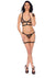 Barely Bare Strappy Harness Bra and Panty - Black - One Size - Set