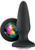 Glams Silicone Butt Plug - Black/Black Rainbow Gem/Multicolor