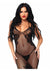 Leg Avenue Seamless Net and Lace Dual Strap Halter Dress with Faux Lace Up Back - Black - One Size