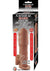 Natural Realskin Vibrating Uncircumcised Penis Extender with Scrotum Ring - Brown/Chocolate