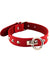 Rouge O Ring Studded Adjustable Leather Collar - Red