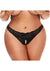 Secret Kisses Lace and Pearl Crotchless Thong - Black - Queen