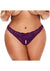Secret Kisses Lace and Pearl Crotchless Thong - Purple - Queen